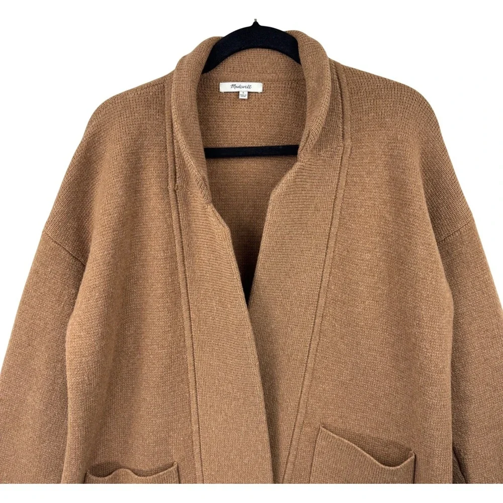 Madewell Kent Cardigan Sweater Women Small Brown‎ Merino Wool Blend Open Front